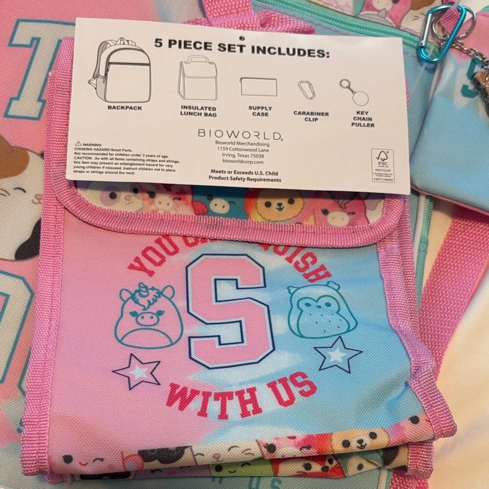 Squishmallows Pink and Blue Backpack Set